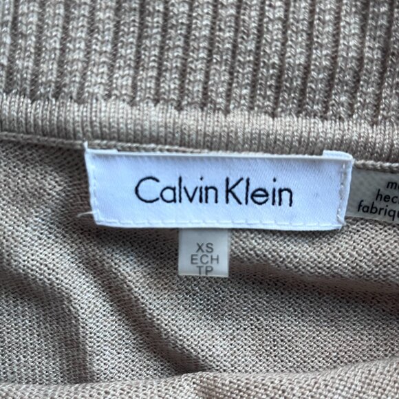 Calvin Klein Cowl Neck Sweater Tan Neutral Oversized Fit Size XS - Picture 2 of 5